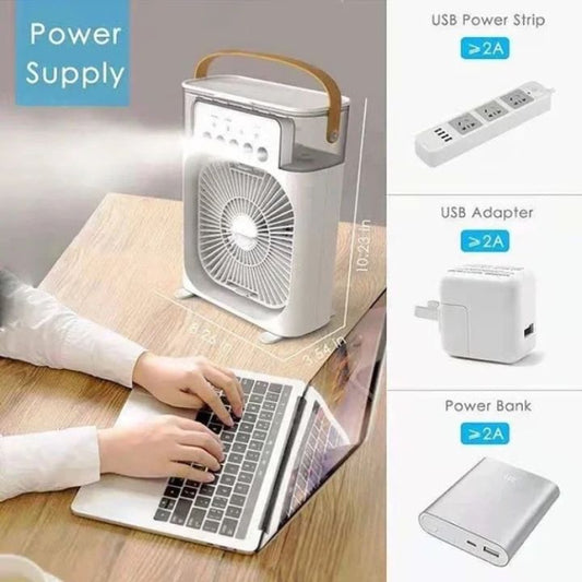 Portable Air Conditioner Fan, Humidifier, USB Electric Fan