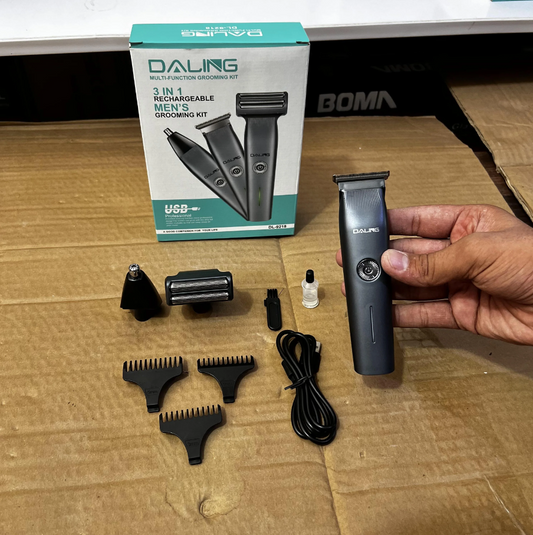 DALING DL-9218 3 In 1 cpmact size Rechargeable Hair Clipper Shaver