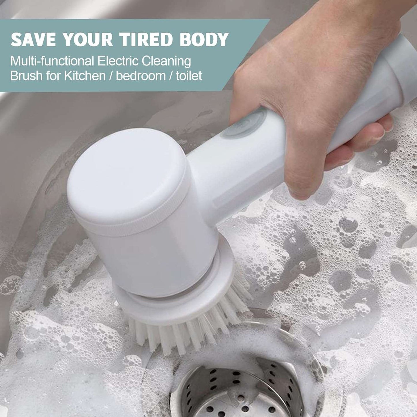 Multi-Functional Electric Cleaning Brush 5 in 1 Magic Power Scrubber with 3 Brush Heads