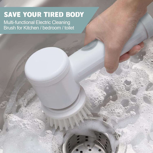Multi-Functional Electric Cleaning Brush 5 in 1 Magic Power Scrubber with 3 Brush Heads