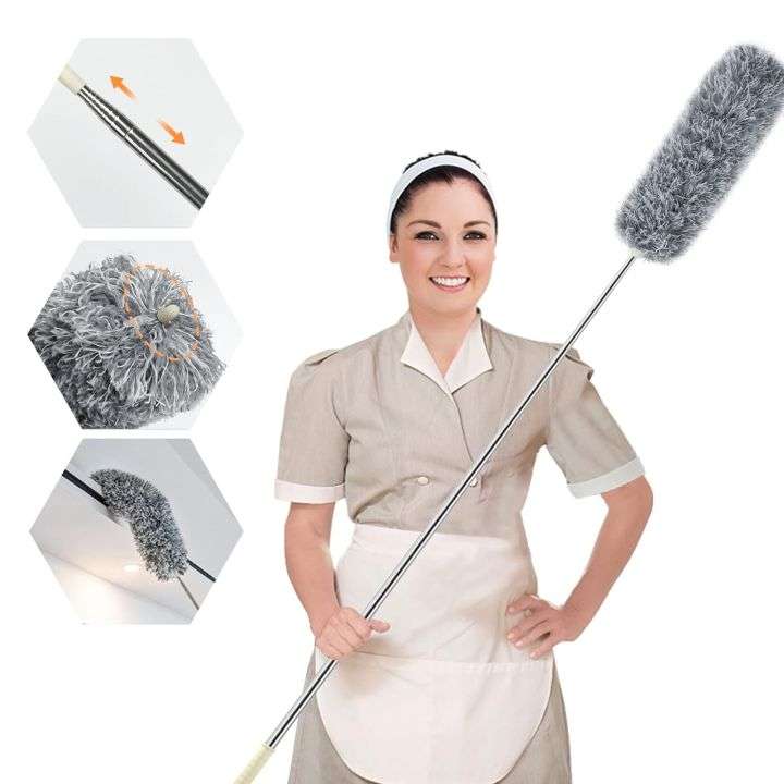 Telescopic Gray Duster Bendable Microfiber Dust Cleaner for Cleaning