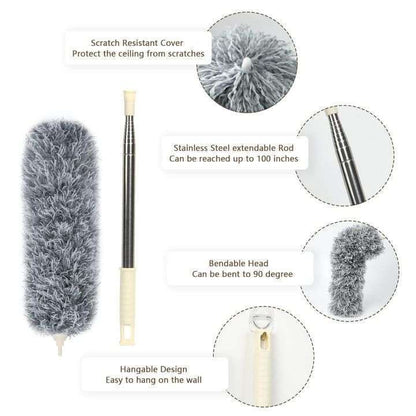 Telescopic Gray Duster Bendable Microfiber Dust Cleaner for Cleaning