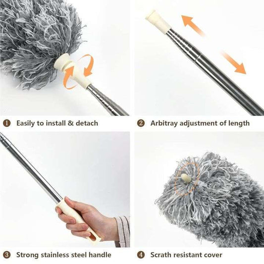 Telescopic Gray Duster Bendable Microfiber Dust Cleaner for Cleaning